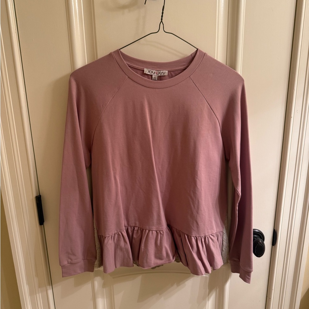 Joy Joy Dusty Pink long sleeve top with tan floral back